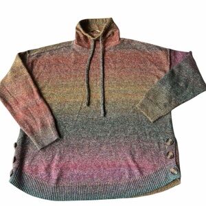 Westbound Rainbow Space-Dye Knit Sweater | Size XL | Button Sleeve Detail